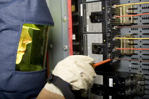 Electrical worker in Arc Flash PPE